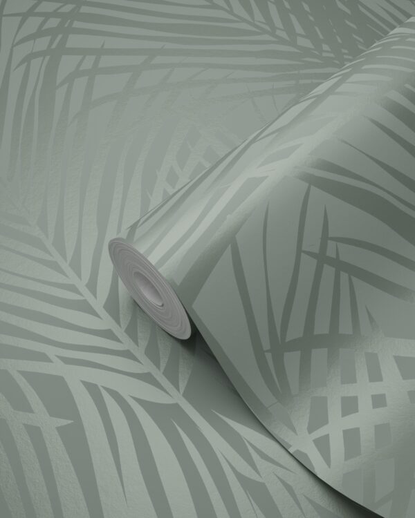 Origin Wallcoverings tapeet palmilehed - hallikasroheline