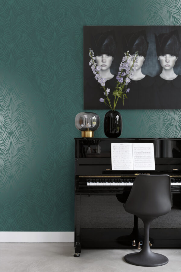 Origin Wallcoverings tapeet palmilehed - smaragdroheline