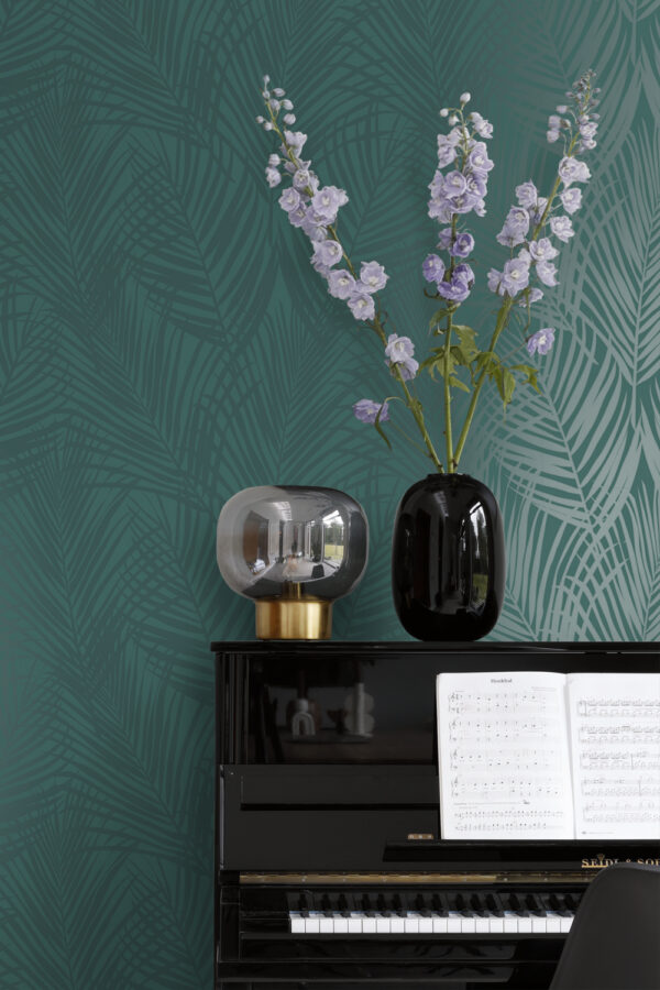 Origin Wallcoverings tapeet palmilehed - smaragdroheline