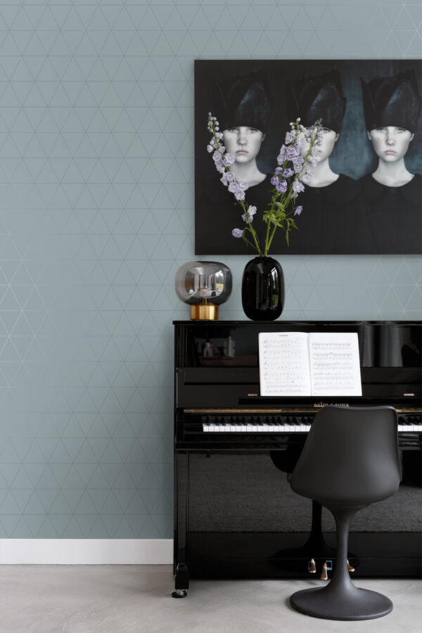 Origin Wallcoverings tapeet graafilised kolmnurgad - hall ja vintage sinine