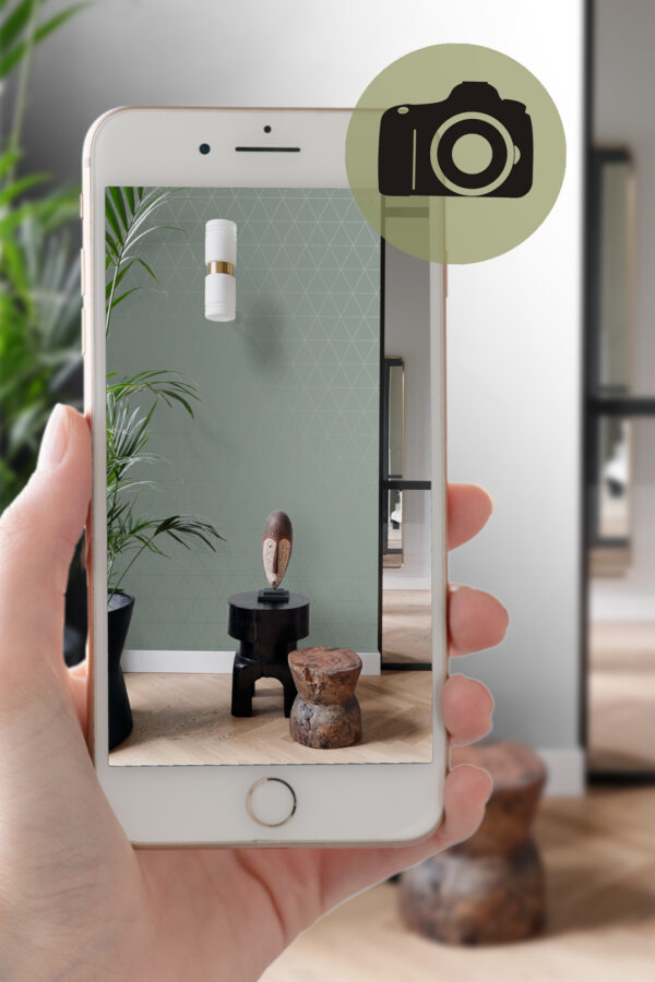 Origin Wallcoverings graafilised kolmnurgad tapeet - hallikasroheline