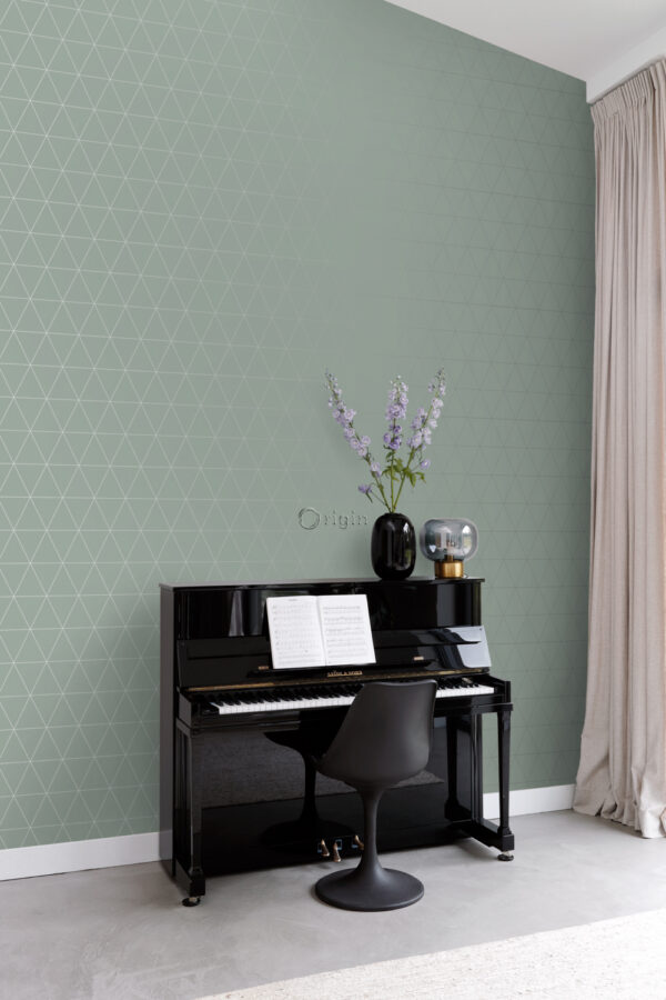 Origin Wallcoverings graafilised kolmnurgad tapeet - hallikasroheline