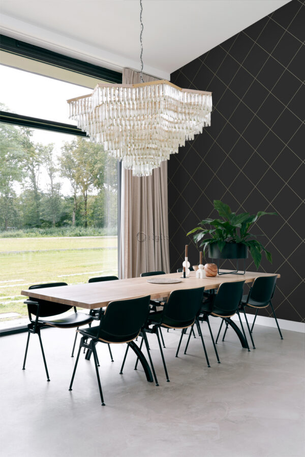 Origin Wallcoverings graafilised jooned tapeet - must ja kuld