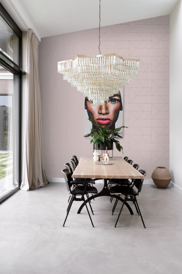 Origin Wallcoverings graafilised jooned tapeet - antiikroosa ja kuld