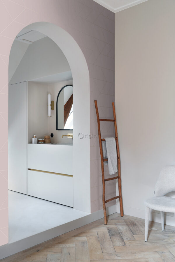 Origin Wallcoverings graafilised jooned tapeet - antiikroosa ja kuld