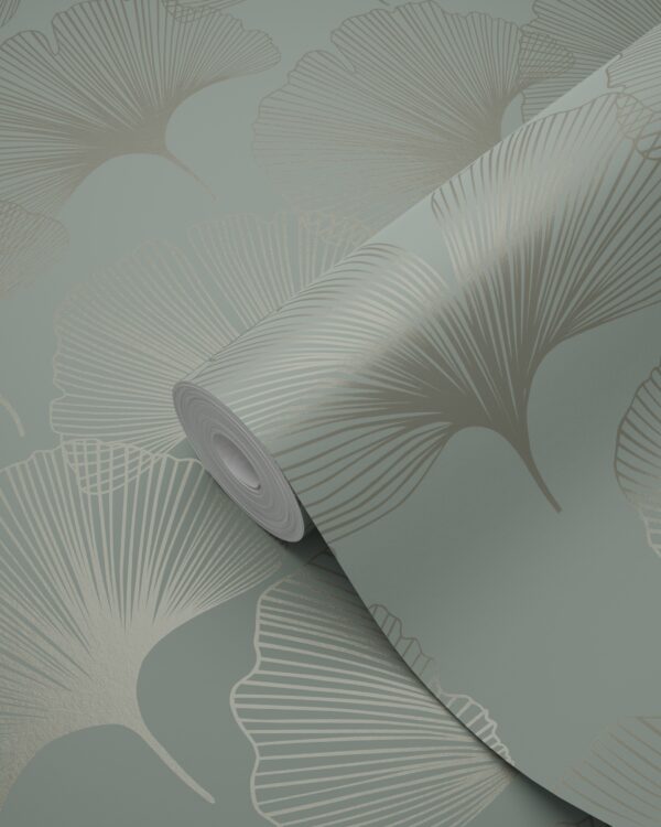 Origin Wallcoverings tapeet ginkgo lehed - salvei roheline