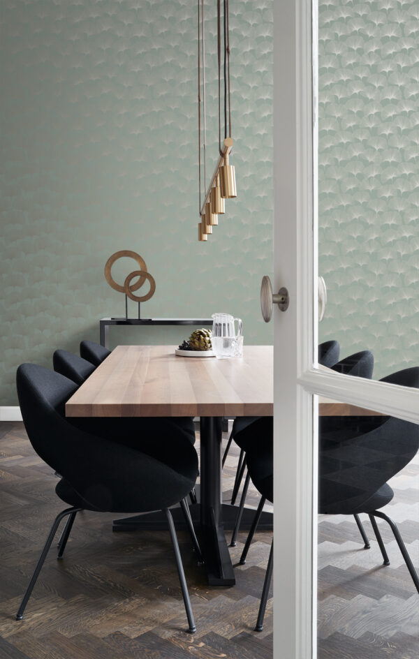 Origin Wallcoverings tapeet ginkgo lehed - salvei roheline