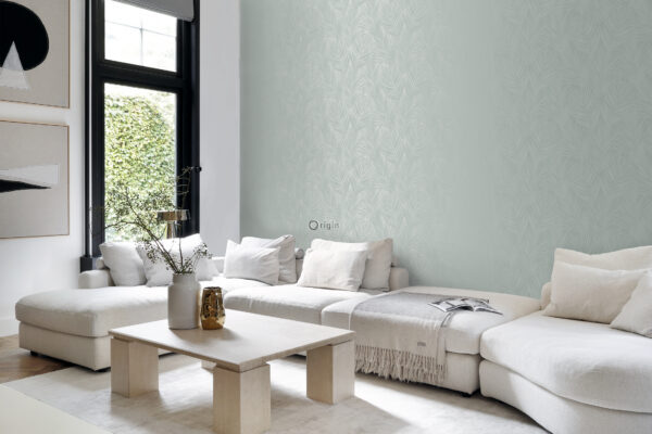 Origin Wallcoverings tapeet palmilehed - seladonroheline