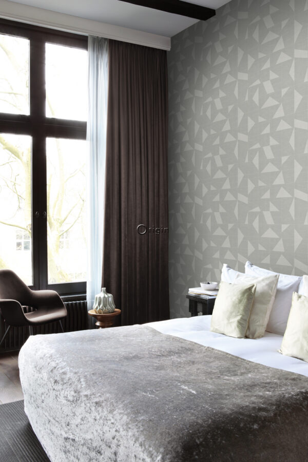 Origin Wallcoverings tapeet graafiline motiiv kootud struktuur - helehall