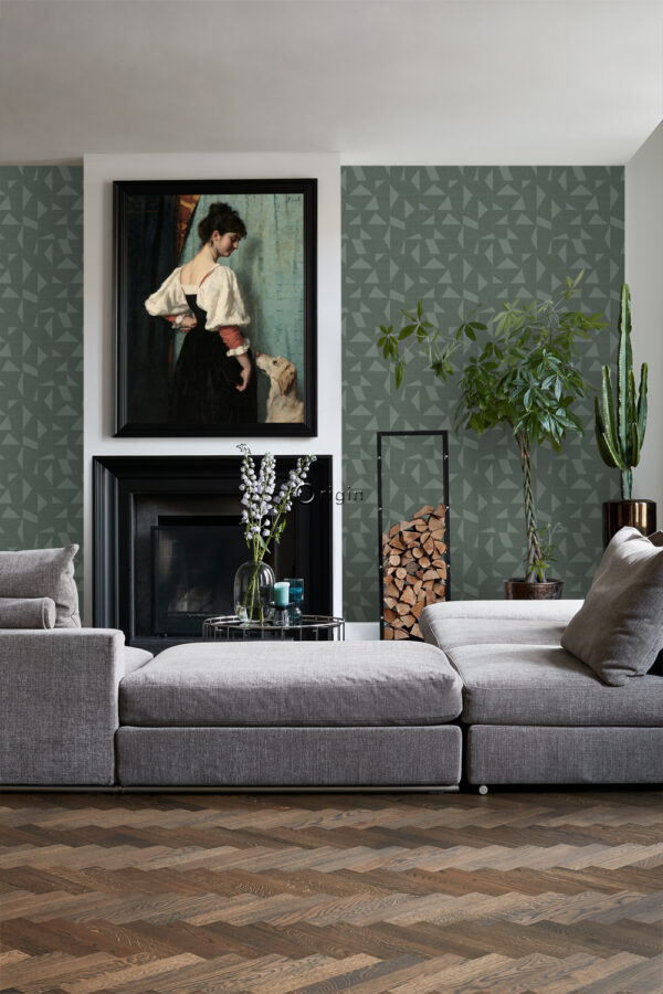 Origin Wallcoverings tapeet graafiline motiiv kootud struktuur - roheline