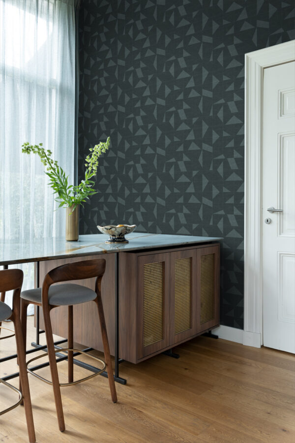 Origin Wallcoverings tapeedi graafiline motiiv kootud struktuuriga - tuhmunud vintage sinine