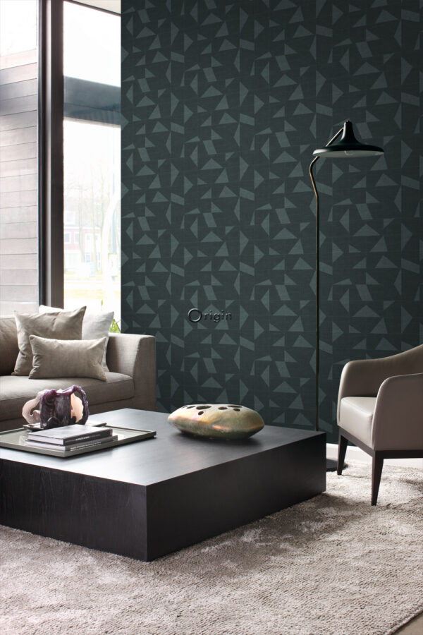 Origin Wallcoverings tapeedi graafiline motiiv kootud struktuuriga - tuhmunud vintage sinine