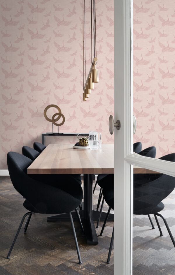 Origin Wallcoverings tapeet kraanlinnud - antiikroosa