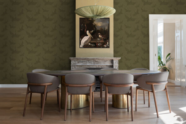 Origin Wallcoverings tapeet kraanlinnud - sinepikollane