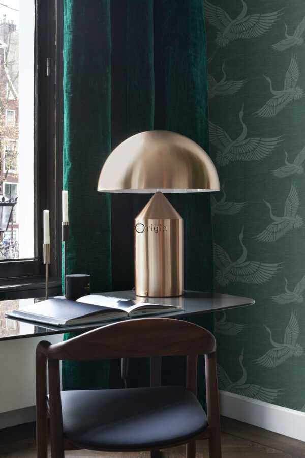 Origin Wallcoverings tapeet kraanlinnud - sinakasroheline
