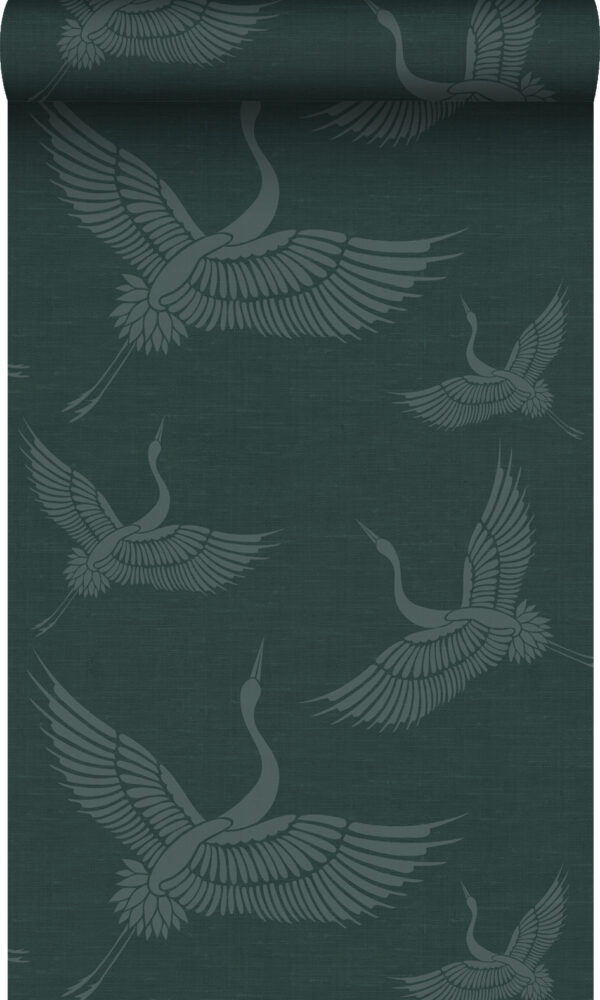 Origin Wallcoverings tapeet kraanlinnud - sinakasroheline