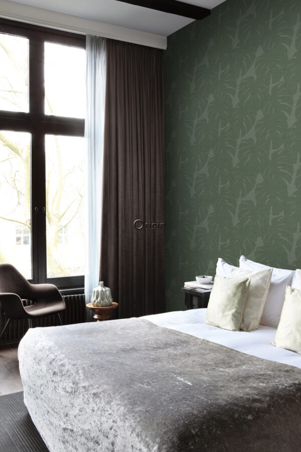 Origin Wallcoverings lehtede tapeet kootud struktuuriga - roheline
