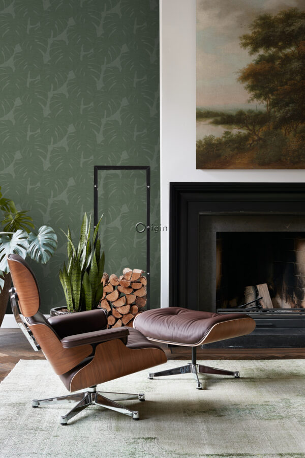 Origin Wallcoverings lehtede tapeet kootud struktuuriga - roheline