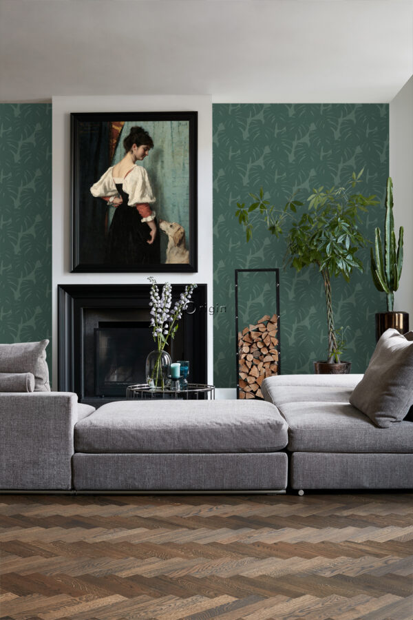 Origin Wallcoverings lehtedega tapeet - mere roheline