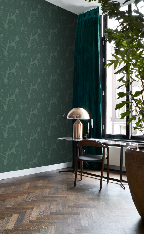 Origin Wallcoverings lehtedega tapeet - mere roheline