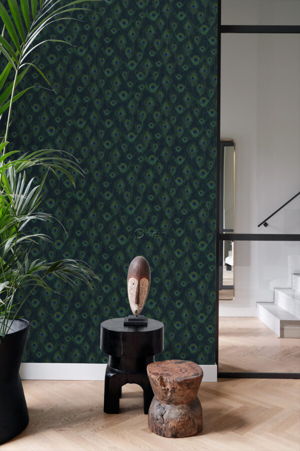 Origin Wallcoverings tapeet paabulinnu suled - tumesinine