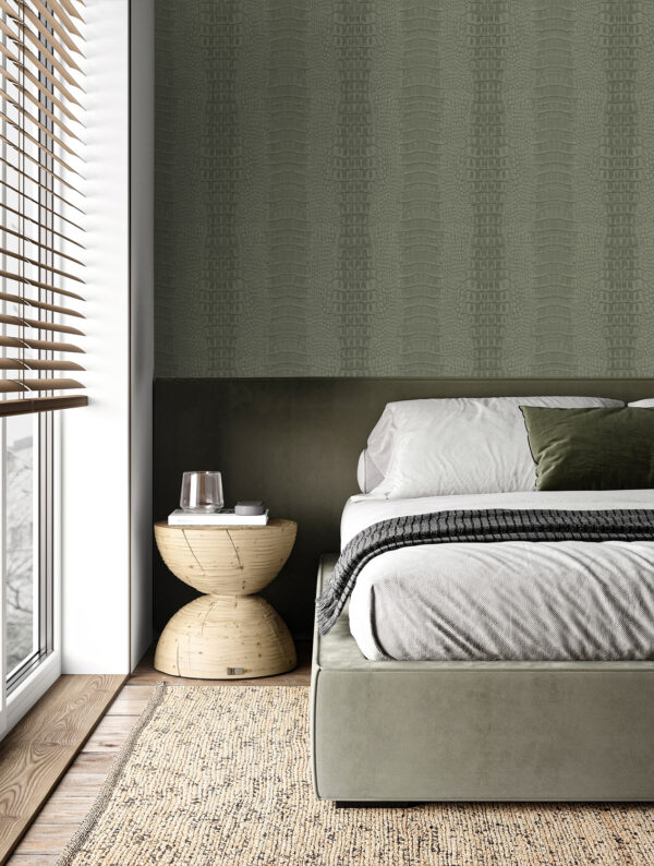 Origin Wallcoverings krokodillinahk tapeet - hallikasroheline