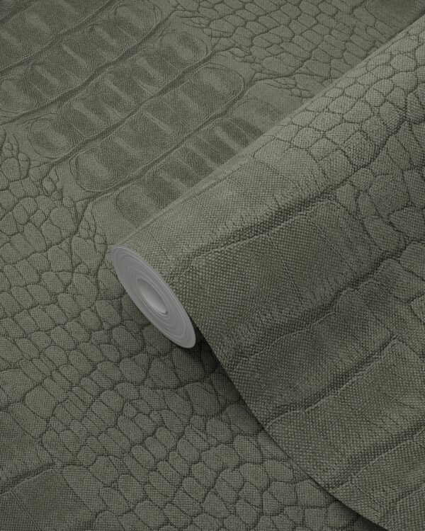Origin Wallcoverings krokodillinahk tapeet - hallikasroheline