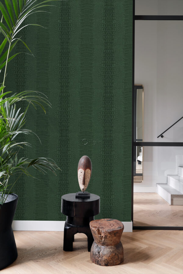 Origin Wallcoverings krokodillinahk tapeet - tume roheline