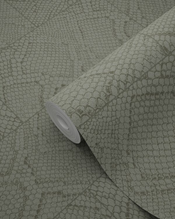 Origin Wallcoverings tapeedi plaatmotiiv madu nahk mustriga - hallikasroheline
