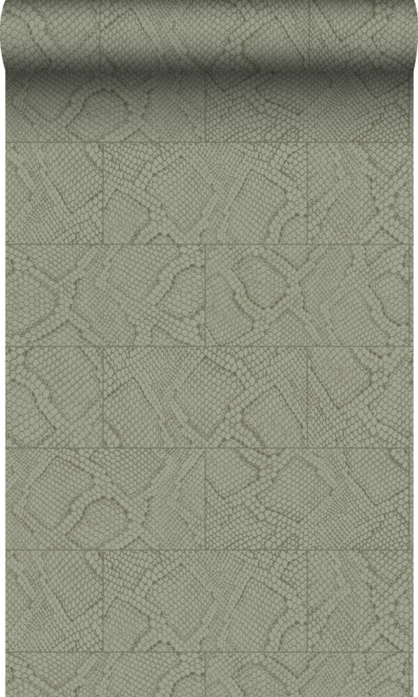 Origin Wallcoverings tapeedi plaatmotiiv madu nahk mustriga - hallikasroheline