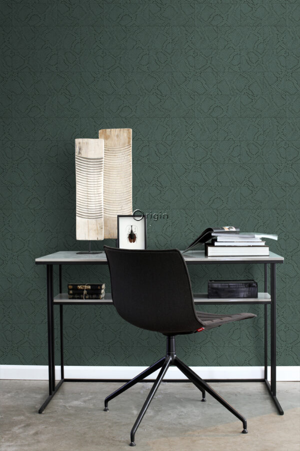 Origin Wallcoverings tapeedi plaatmotiiv - sinakasroheline madu nahk