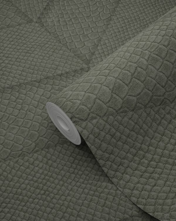 347792_d Origin Wallcoverings tapeedi plaatmotiiv madu nahk mustriga - hallikas-roheline