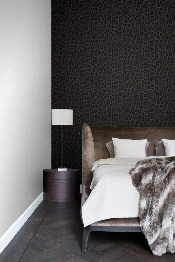 Origin Wallcoverings tapeet leopardimuster - tumehall ja must
