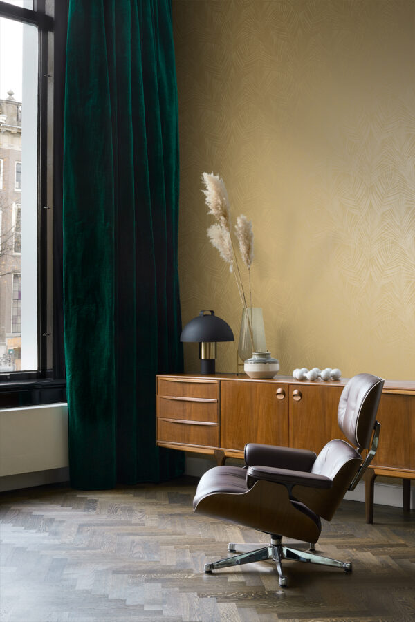 Origin Wallcoverings tapeet palmilehed - sinepikollane