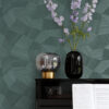 Origin Wallcoverings tapeet graafiline 3D petroolroheline