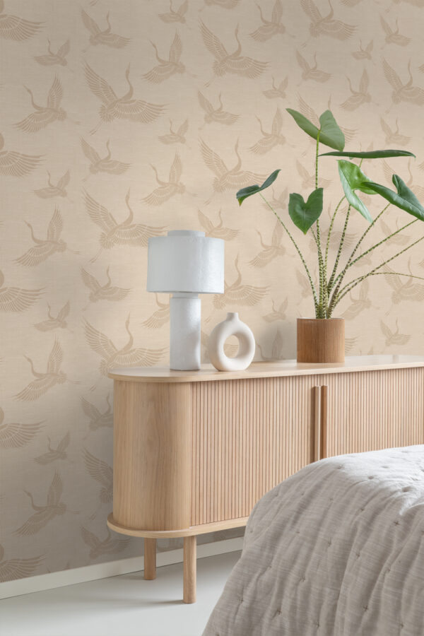 Origin Wallcoverings tapeet kraanlinnud - beež