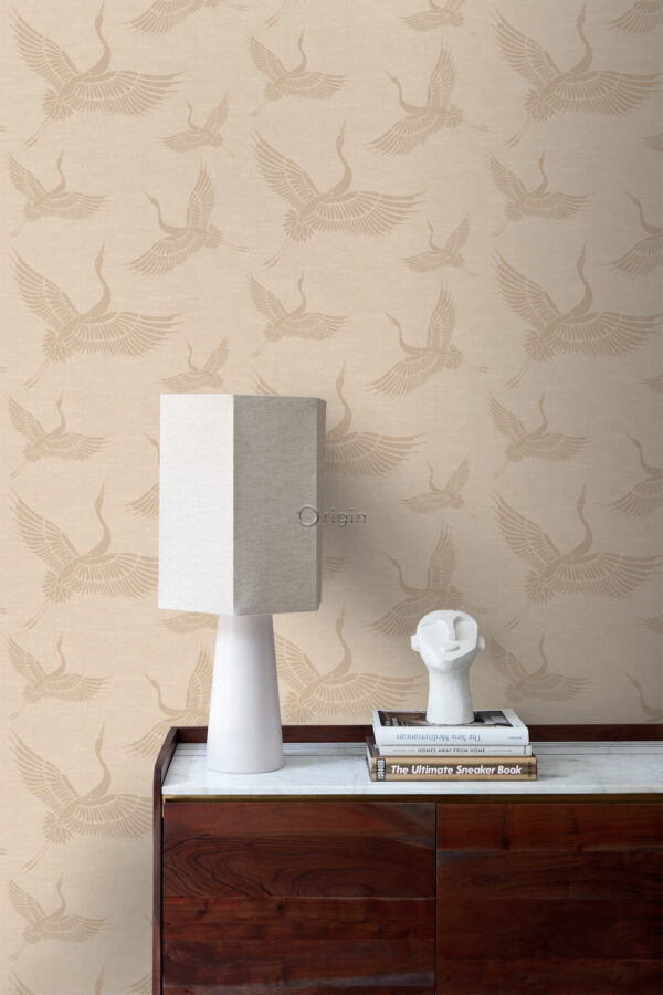 Origin Wallcoverings tapeet kraanlinnud - beež