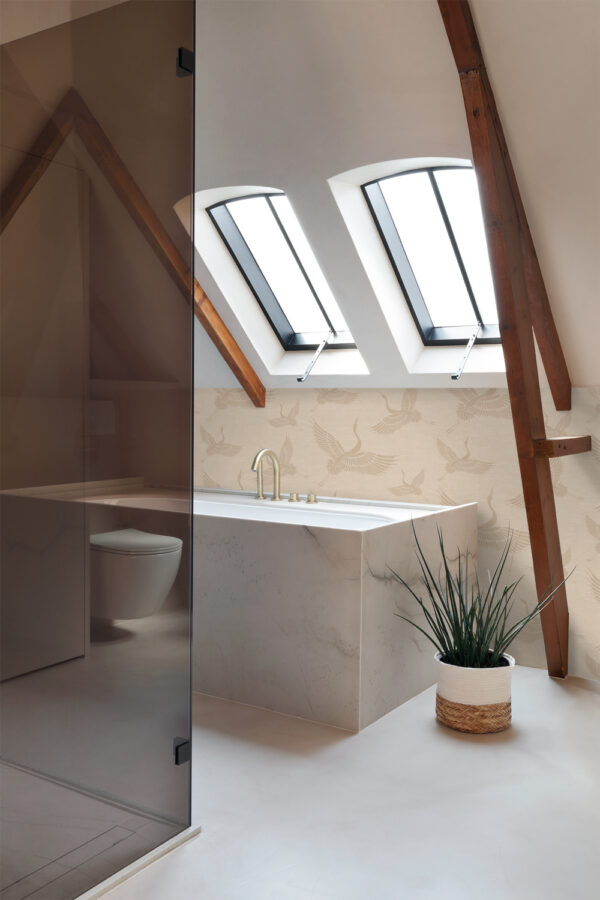 Origin Wallcoverings tapeet kraanlinnud - beež