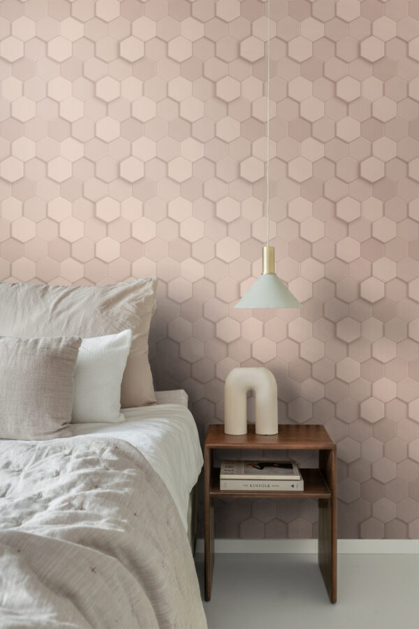 Origin Wallcoverings 3d mesilasvaha motiiv tapeet - heleroosa
