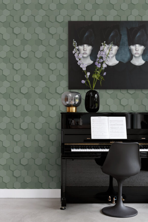 Origin Wallcoverings 3D mesilasvõrgu motiiv tapeet - hallikasroheline