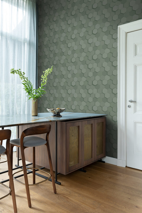Origin Wallcoverings 3D mesilasvõrgu motiiv tapeet - hallikasroheline