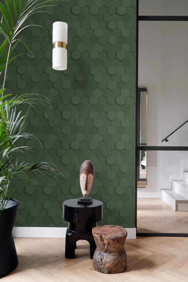 Origin Wallcoverings 3d mesilasvaha motiiv tapeet - tume roheline