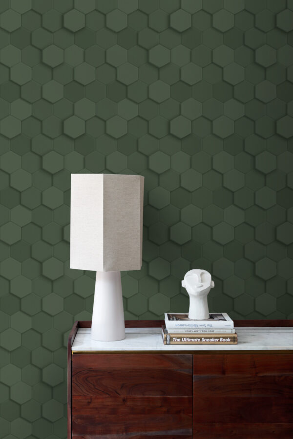 Origin Wallcoverings 3d mesilasvaha motiiv tapeet - tume roheline
