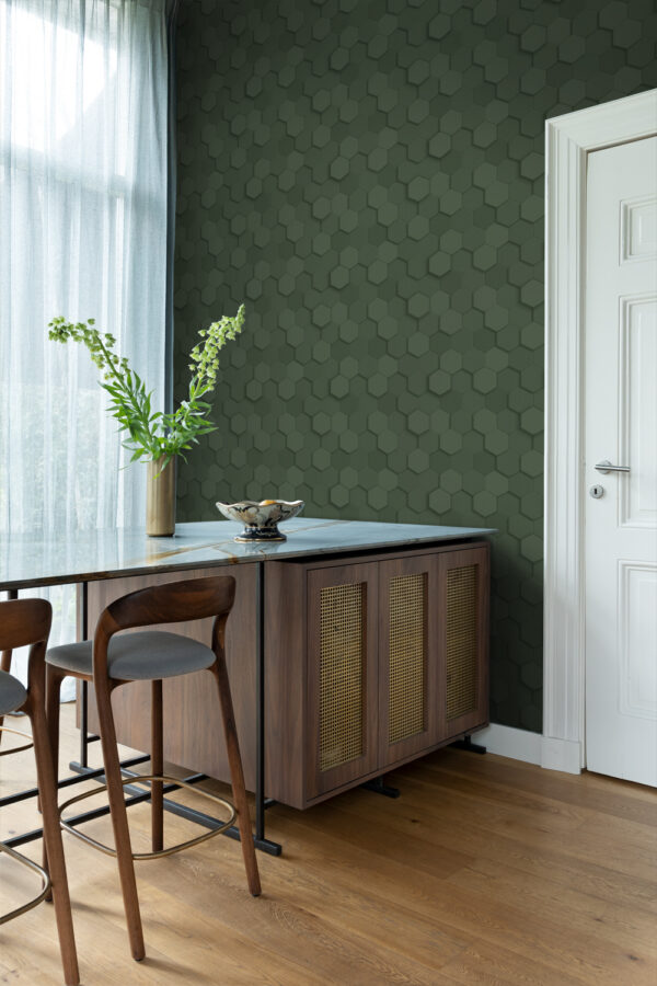 Origin Wallcoverings 3d mesilasvaha motiiv tapeet - tume roheline