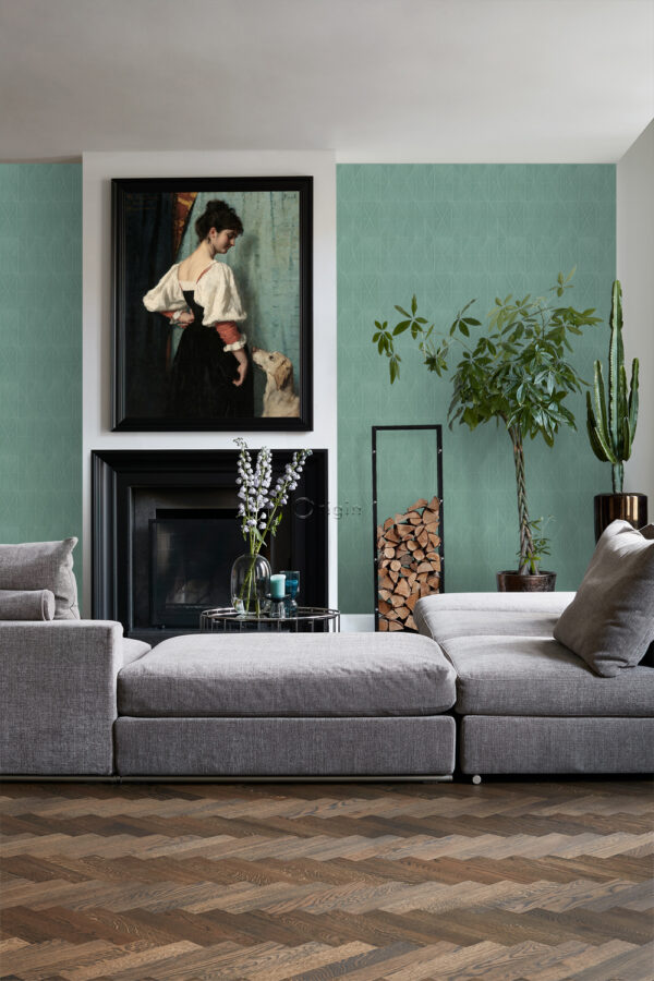 Origin Wallcoverings origami motiiv - hallikasroheline
