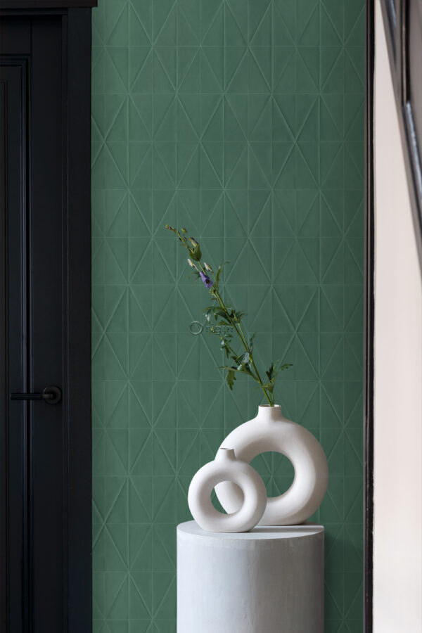Origin Wallcoverings origami motiiv - tume roheline