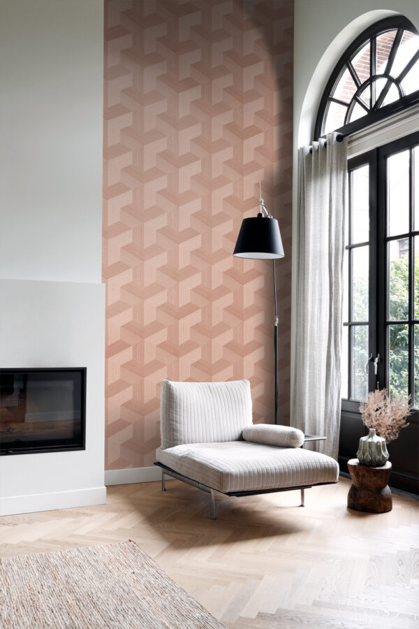 Origin Wallcoverings tapeet graafiline 3D terrakota roosa
