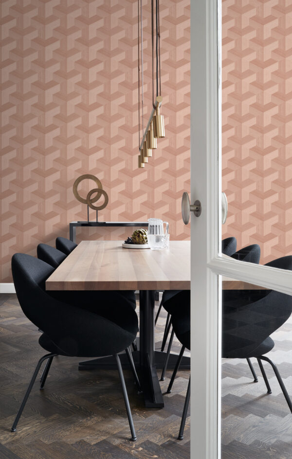 Origin Wallcoverings tapeet graafiline 3D terrakota roosa