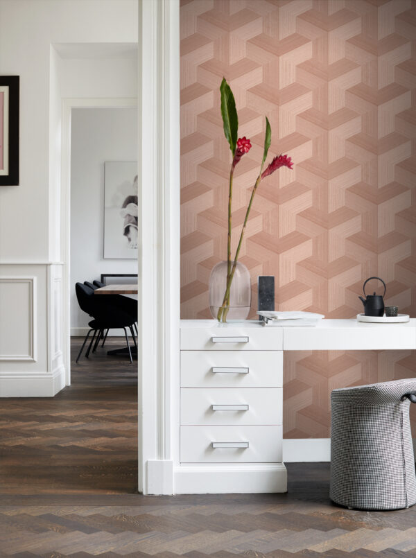 Origin Wallcoverings tapeet graafiline 3D terrakota roosa