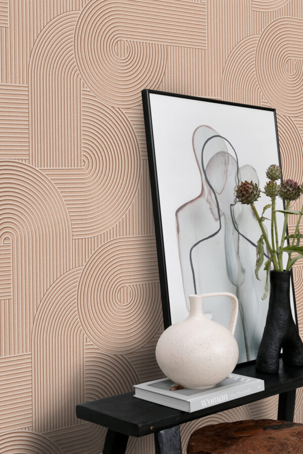 Origin Wallcoverings tapeet graafiline 3D terrakota roosa